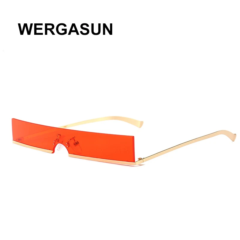 

WERGASUN New Rectangle Sunglasses Women Fashion Luxury Brand Designer Red Pink Clear Small Lens Personality Sun Glasses Shades