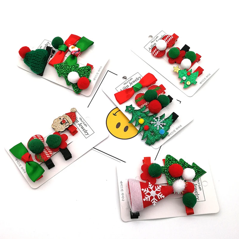 2 ~ 4 шт./компл. Милая Рождественская заколка для волос конфеты Санта-Клаус Шляпа