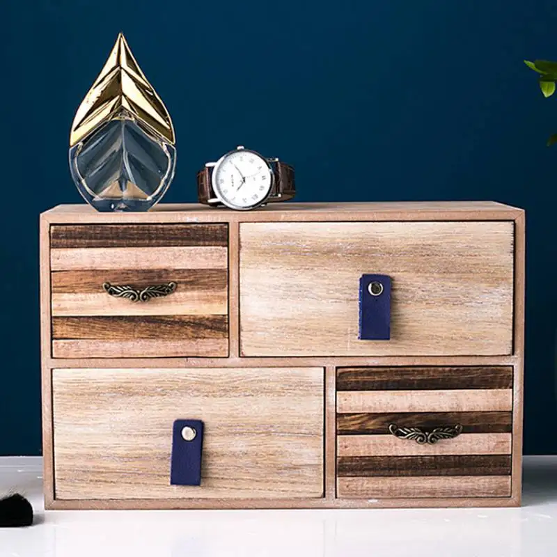 

Коробка для хранения ювелирных изделий, Деревянная ящик Рабочий стол для приема косметики, губной помады, коробка от пыли для хранения ювел...