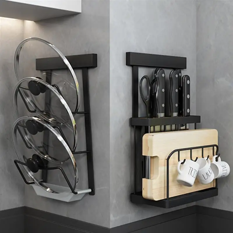 

Pot Rack - Cutting Board Storage Shelf Free Perforated Kitchen Accessory Stainless Steel Knife Holder Chopstick Box