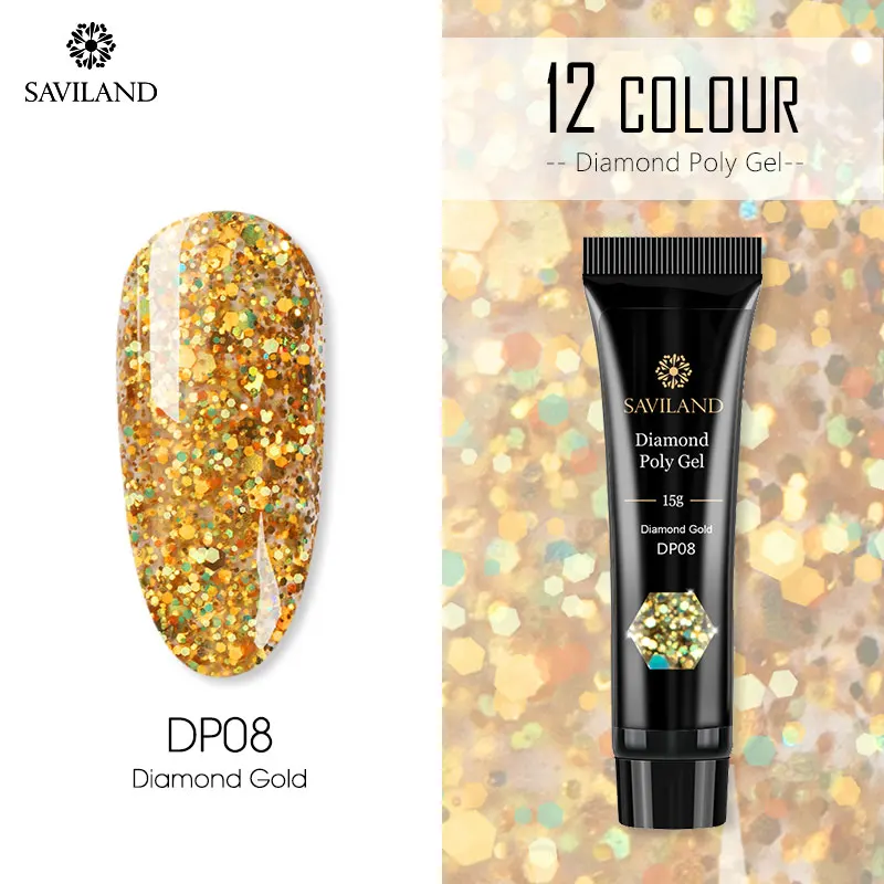 15mldiamond polygel8 SAVILAND 30 мл неоновые ногти флуоресцентный полигель быстрое строительство акриловый полигелевый удлинитель яркий для дизайна ногтей - Цвет: 15mldiamond polygel8