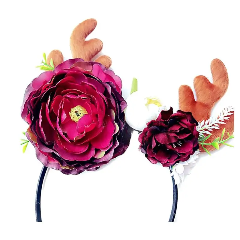 1 шт. Рождественский обруч для волос оленьи рога Цветочная повязка на голову