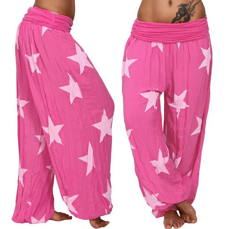 Женские свободные длинные широкие брюки с цветочным принтом на шнурке женские