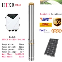 hike solar equipment 72v 1100w 3 inch solar water pump max flow 3800lh max head 95m model 3dpc3 8 123 72 1100