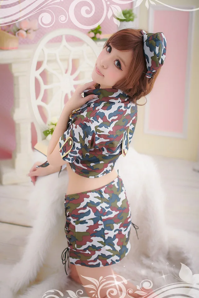 

Sexy underwear factory direct selling wild enchanting camouflage clothing series 3-piece set sexy body exposed navel