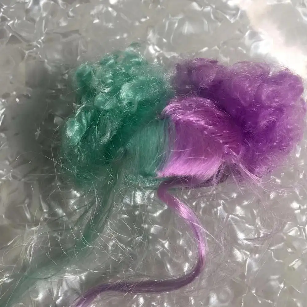 blue purple wig Большая мода сестра кукла игрушка голова парик с телом дети luls кукла, набор игрушек дети DIY кукла часть игрушки девочка DIY туалетный игрушки части - Цвет: blue purple wig