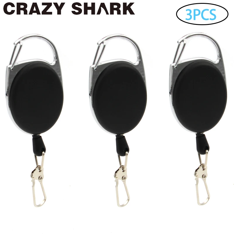

CrazyShark 3PCS Fly Fishing Retractor Tools Extractor Keeper Retractable Key Chain Reel Badge Holder Tackle Fishing Gear