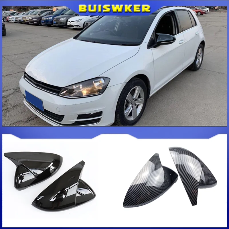 

2 pcs Side Wing Mirror Cover Caps Bright Black RearView Mirror Case Cover for VW Golf 7 MK7 7.5 GTD R GTI Touran L E-GOLF