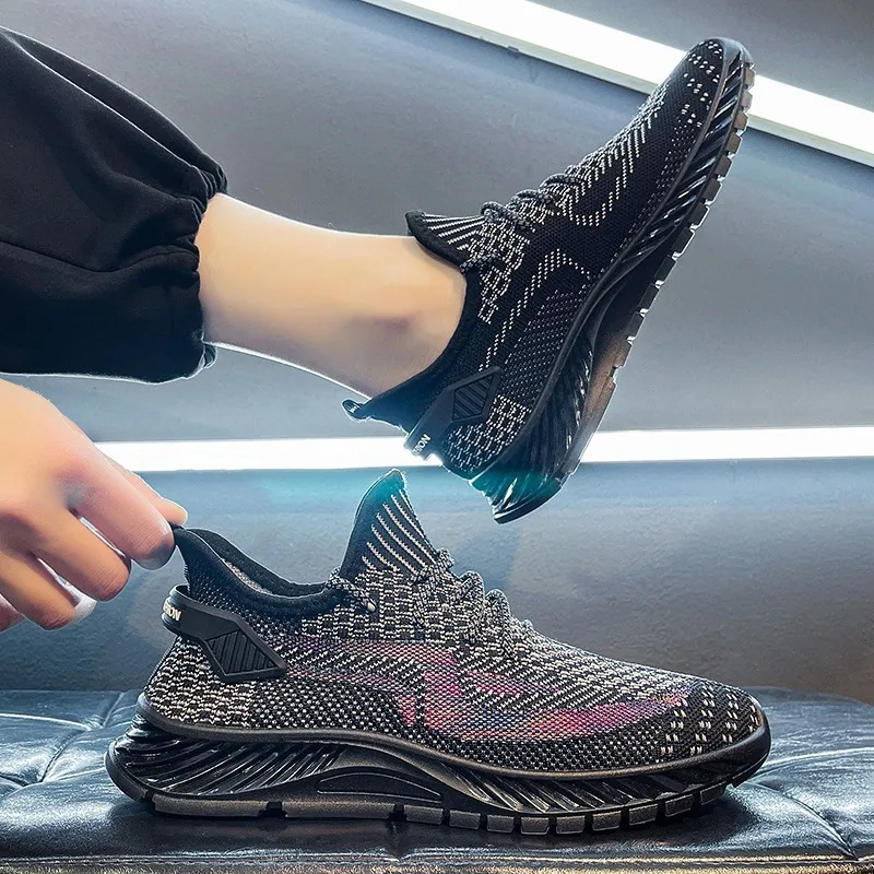 

Spring Summer Men Sneakers Breathable Knit Men Casual Sport Shoes Lightweight Comfortable Running Vulcanized Shoes Trainers