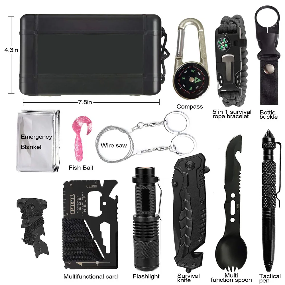 Murah Survival Kit 13 In 1 Peralatan Survival Kit Pertolongan Pertama Dengan Kelangsungan Hidup Selimut Darurat Senter Taktis Untuk Berkemah Petualangan