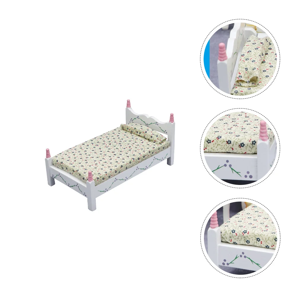 

1Pc Exquisite Creative Portable Durable Practical Mini House Bed Mini House Toy Bed Model