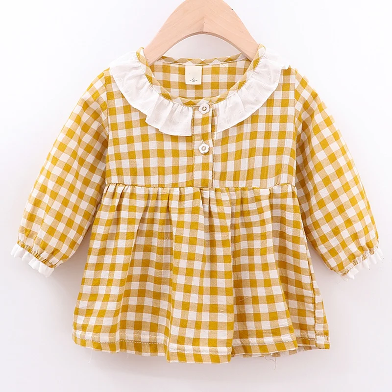 

Hot Sale Dress Spring Autumn Baby Girls Dress Plaid Pattern Beautiful Comfortable Leisure Dress Kids Toddler Pageant Sundress