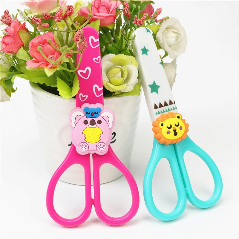 Школьные безопасные ножницы для детей милые головки животных канцелярские