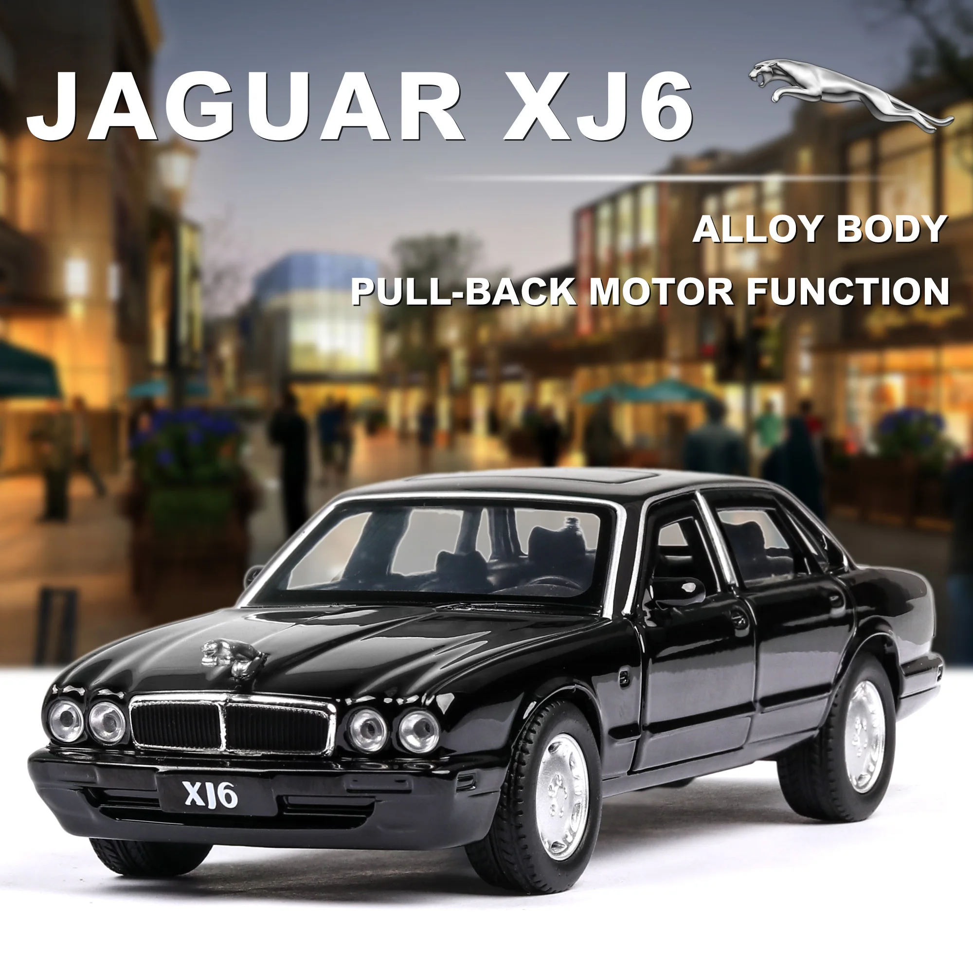 1:32 JAGUAR XJ6, литая спортивная модель автомобиля, Супер гоночный подъёмный задний руль, оттягивающийся назад для детей, Томас, автомобиль, игрушки для мальчиков