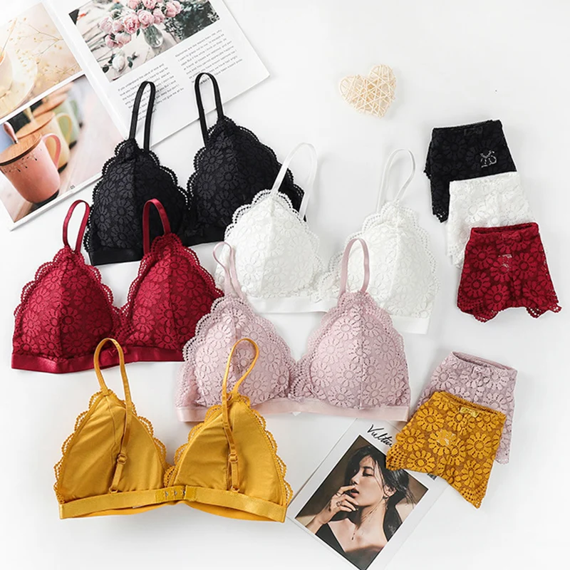 Пикантные Для женщин бюстгальтер набор нижнего белья кружевной без косточек