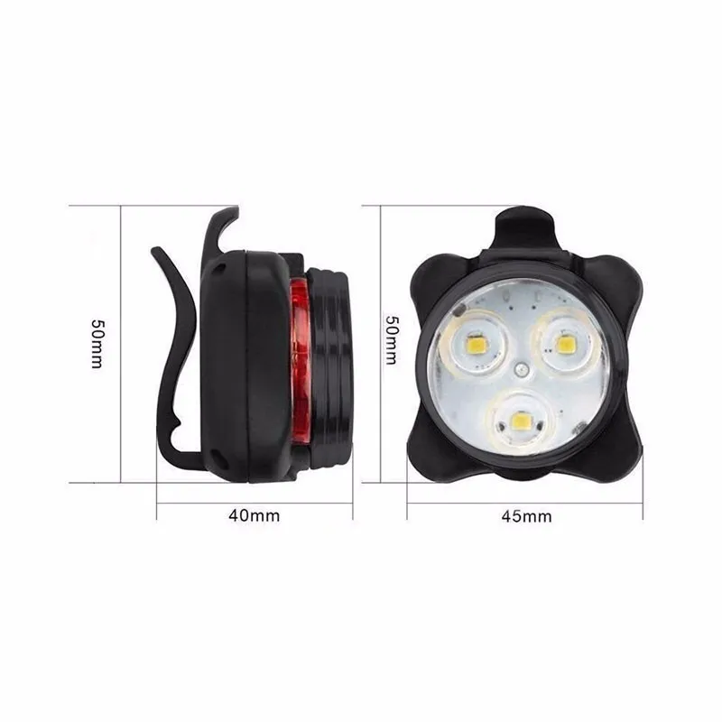 1 Set 4 Modes USB Rechargeable Cycling Bicycle Light 3 LED Head Front Tail Clip Lamp Outdoor Bike Accessories | Спорт и развлечения