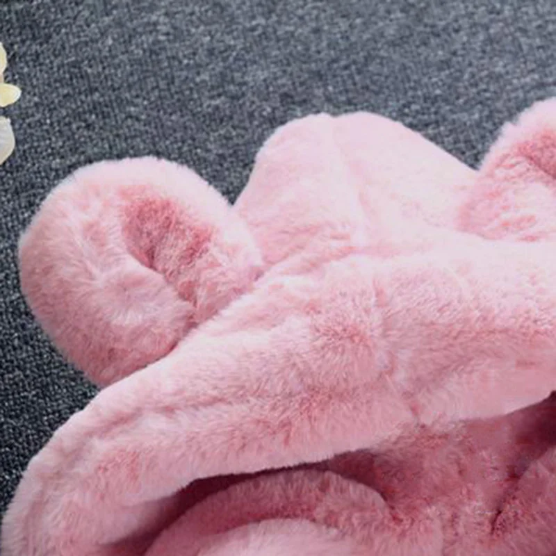 Зимнее пальто из искусственного меха для девочек с плюшевыми ушками малышей