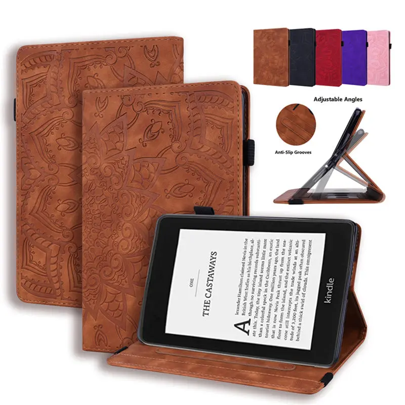 

Чехол для Kindle Paperwhite 5 2021, чехол 11 поколения 2021 года, 6,8 дюйма, Обложка, чехол, электронная книга, цветочный тисненый защитный чехол-подставка