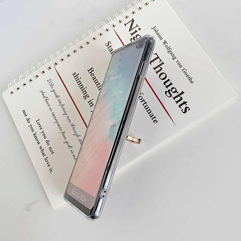 Geometric Marble Phone Case With Finger Ring For Samsung A50 A70 A51 A71 S20 Plus S8 S9 S10 Soft IMD Back Cover | Мобильные телефоны