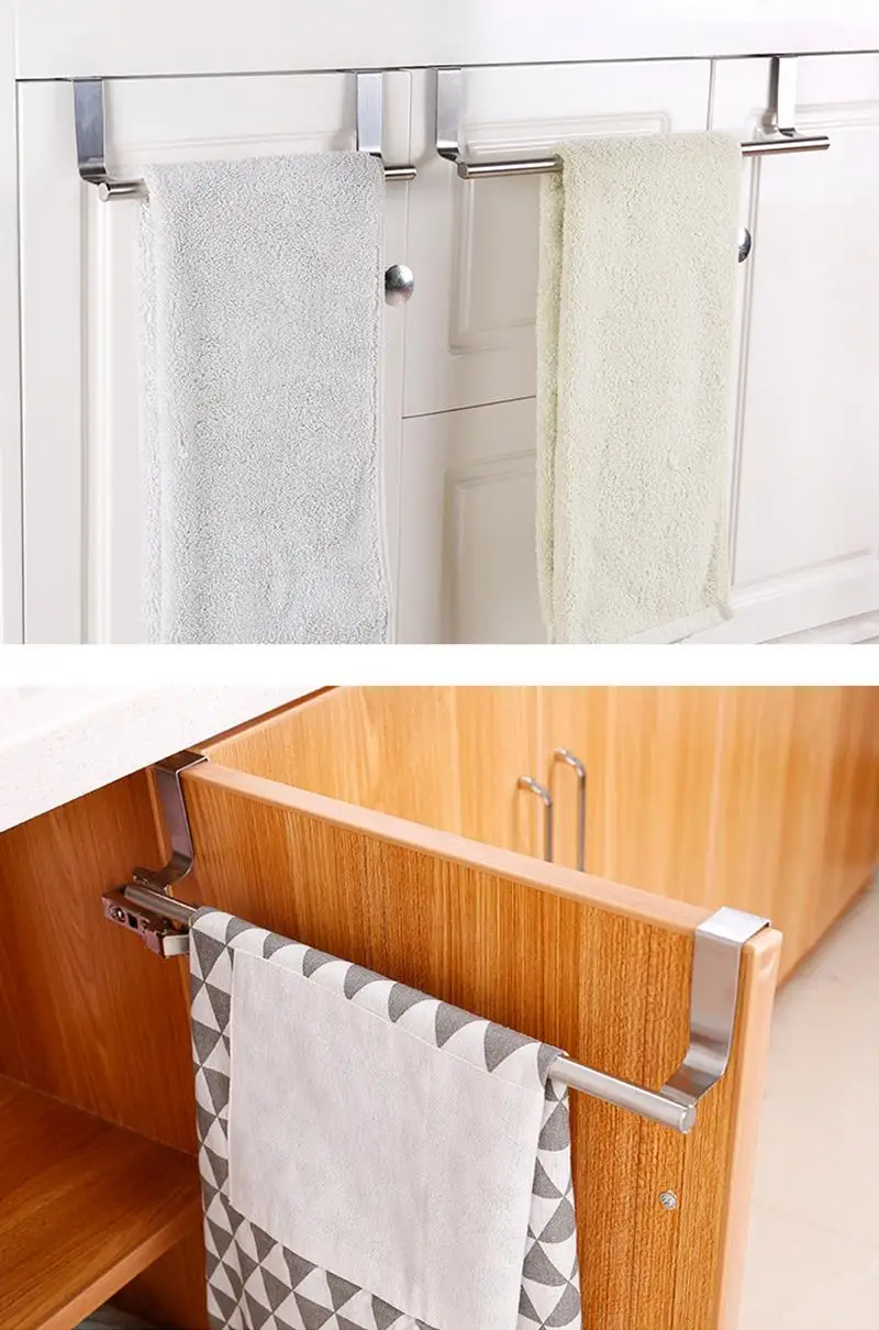 Stainless Steel Towel Rack Bathroom Holder Stand Kitchen Cabinet Door Hanging Organizer Shelf Wall Mounted Towels Bar | Дом и сад