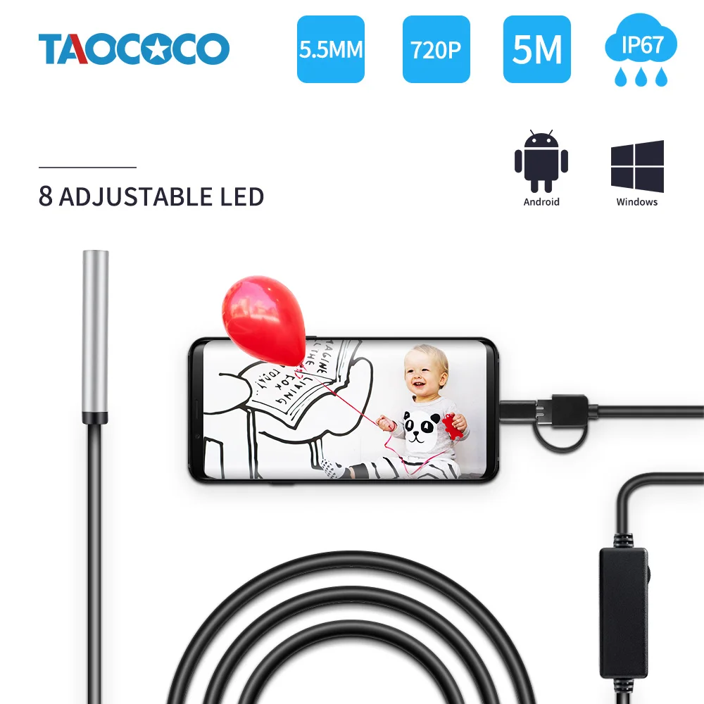 TAOCOCO эндоскоп водонепроницаемый мягкий кабель змеиная трубка осмотр бороскоп