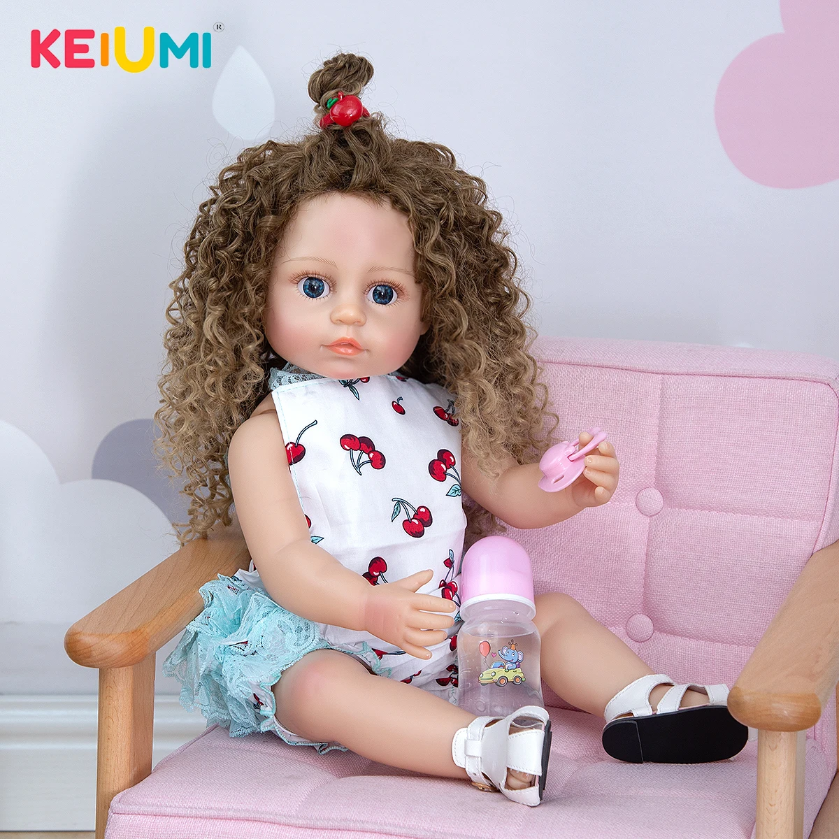 KEIUMI 55 CM Полные одежды вишни тела силикона клевера Воскресшие куклы Реалистичные
