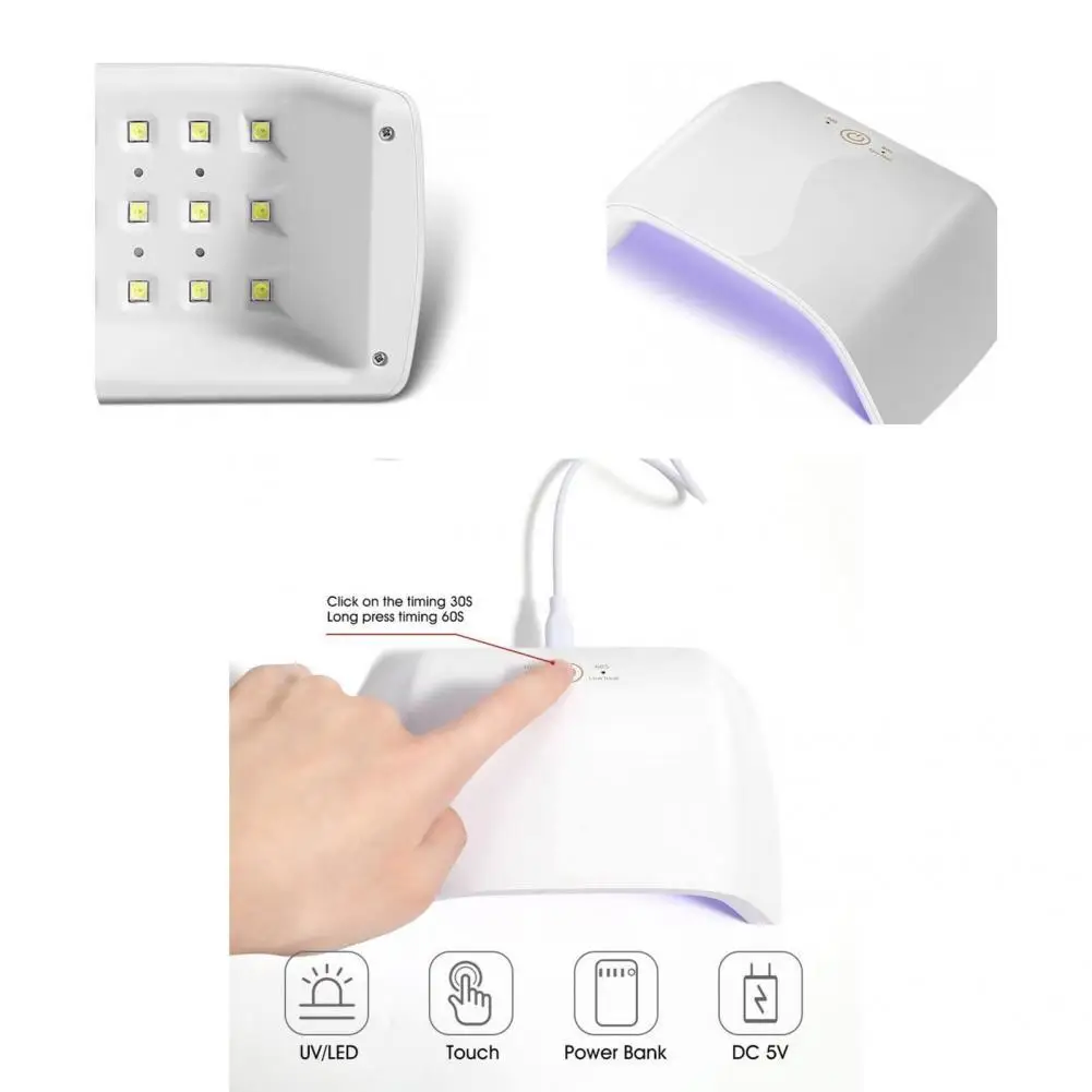 

Nail Polish Dryer Eco-friendly UV Phototherapy Glue Nail Lamp with 15 LED Lights Soft Lighting Nail Lamp