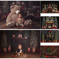 mocsicka photography background christmas tree lights wreaths fireplace toy socks birthday party backdrop photocall photo studio