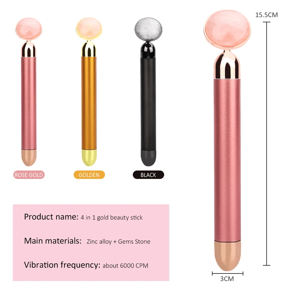 4in 1 Beauty Bar 24k золотой массажер для лица Электрический нефритовый роликовый