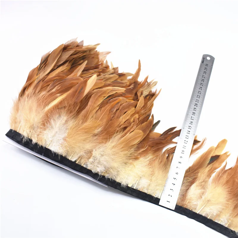 1 ярдов длинные высокое качество Черный петух отделка перо бахрома окрашенная