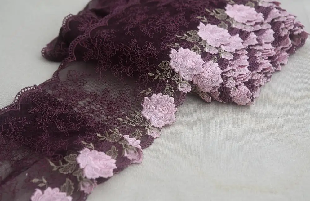 2 ярдов/партия 20 см широкая вышитая Тюлевая сетка с кружевной отделкой кружевная