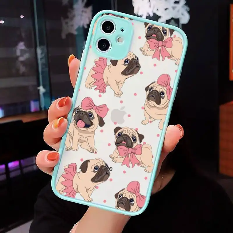 

French Bulldog cute dog cartoon Phone Cases matte transparent For iphone 7 8 11 12 plus mini x xs xr pro max cover