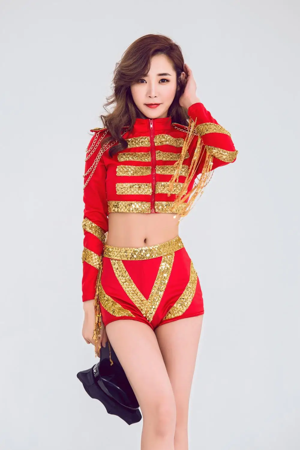 Для женщин Красный боди для джазовых танцев костюмы бар Dj танцоров пикантные