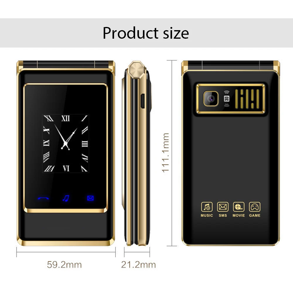 

A15 Flip Phone 3.0 Inch Dual Screen Flashlight Handwriting Dual Card Business Mini Touch Mobile Phone For MP3 MP4