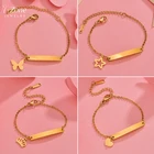 UZone пользовательская гравировка имени ребенка нержавеющая сталь Сердце Браслеты с бабочками Персонализированная ручная цепочка детский подарок на день рождения