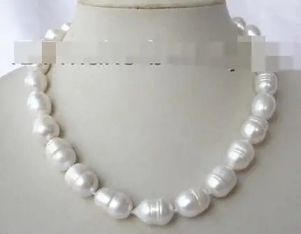 

stunning big 9-10mm baroque white freshwater cultured pearl necklace s1809