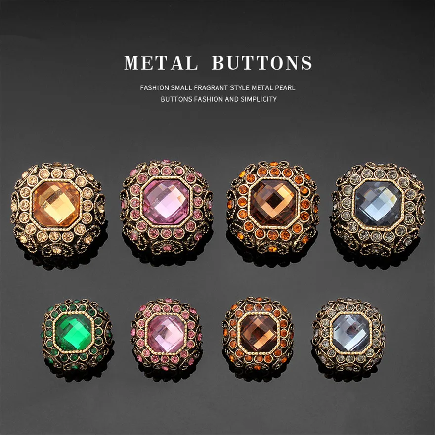 17/23 мм восьмиугольные пуговицы Стразы в стиле ретро украшение для одежды из