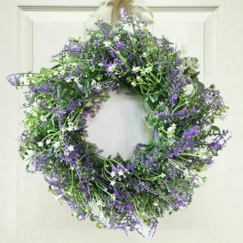 

30cm Artificial Lavender Flower Hanging Door Simulation Flower Garland Party Decor High Realistic Floral Wreath Home Ornaments