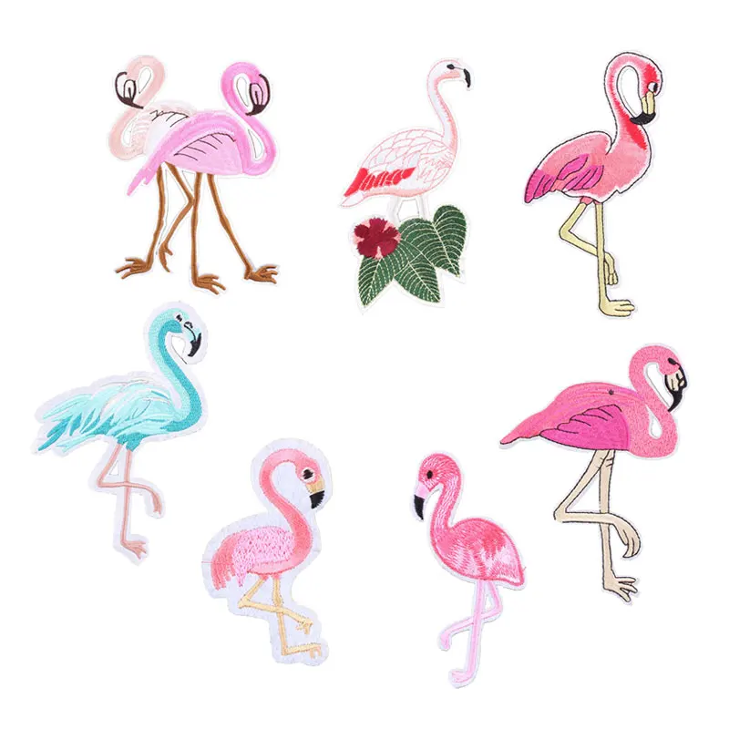 Нашивки с фламинго планетой вещами термоклейкие нашивки для одежды вышивка