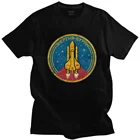 Женская футболка с эмблемой космического шаттла, Мужская винтажная футболка из 100% хлопка с графическим рисунком и коротким рукавом, футболки с изображением ракеты СССР, топы, подарок