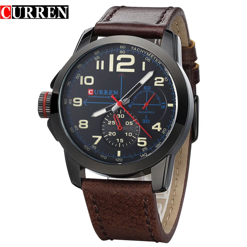 

New Brand Luxury Fashion Men Watch Business Leather StrapWaterproof Quartz Fashion Multi-function Men WatchSmall Dial Decoration