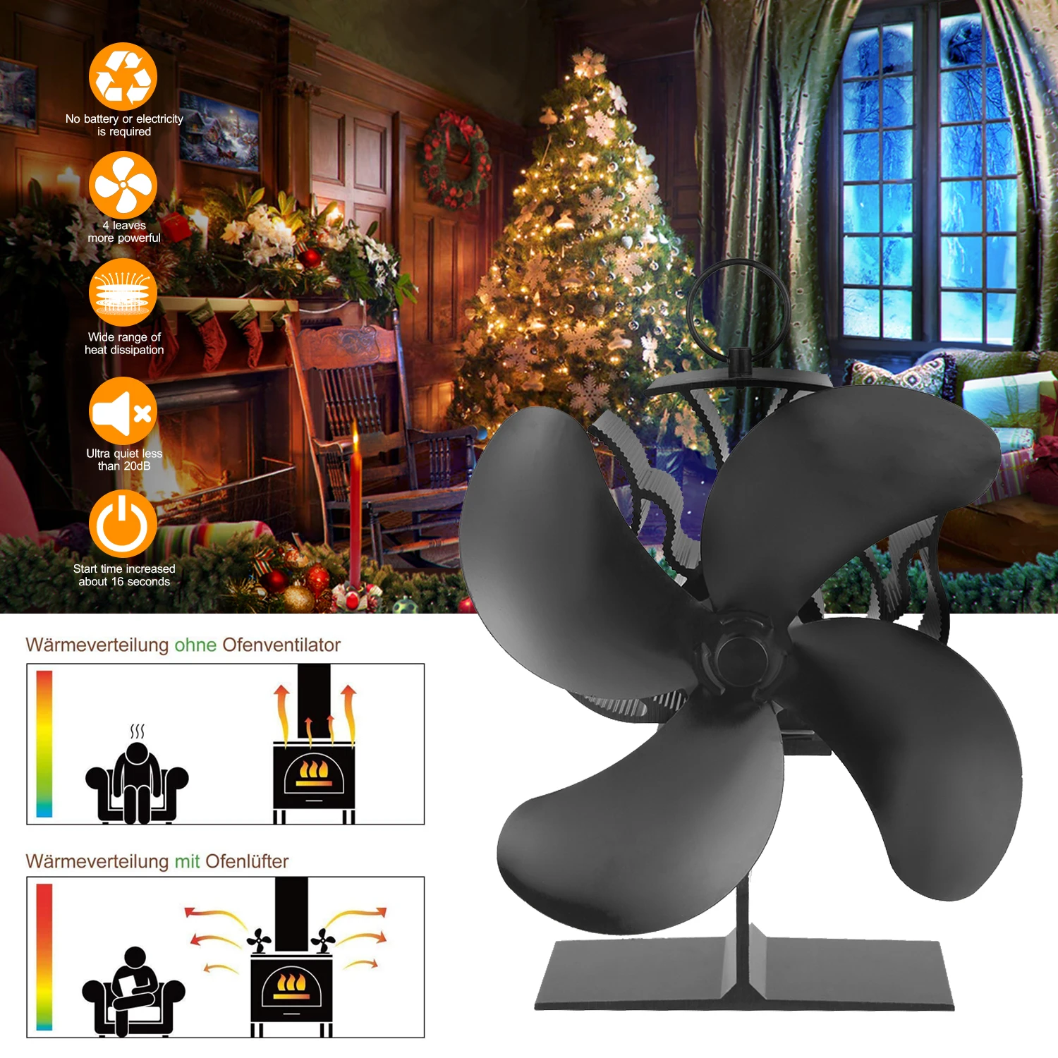 Подвесная двухсторонняя подставка для камина 4 лезвия ZJ-9 быстрой запуск |