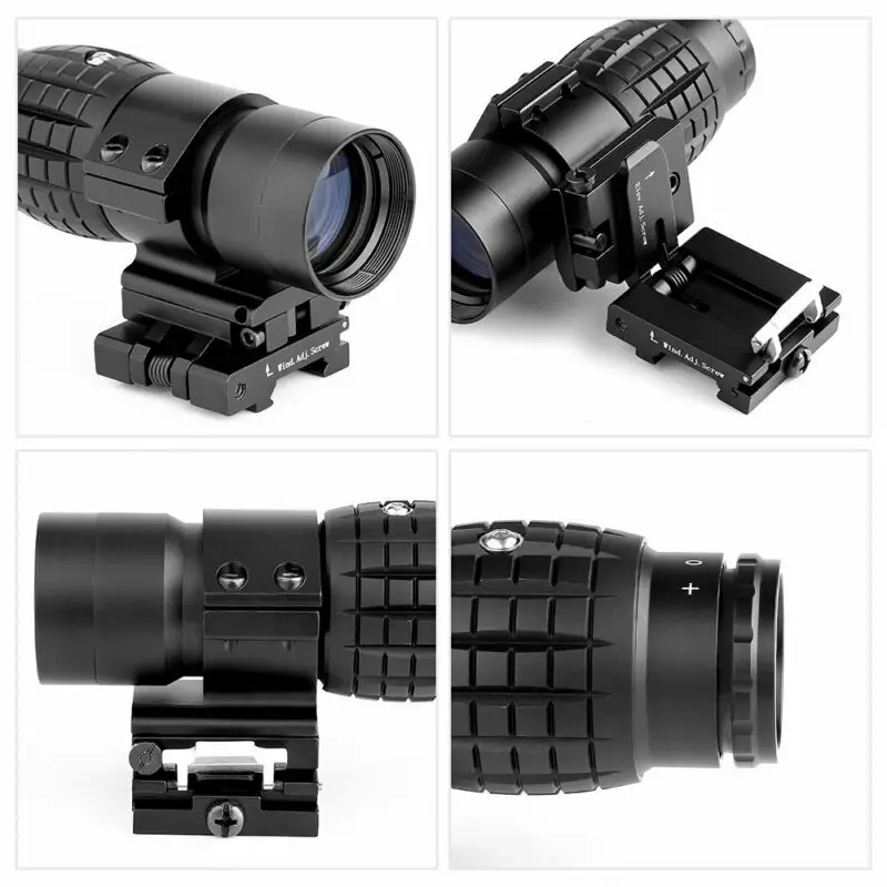 

3X Magnifier Scope Sight Tactical with Flip To Side 20mm Rail Mount Scopes Sight Access for Hunting Training Sport