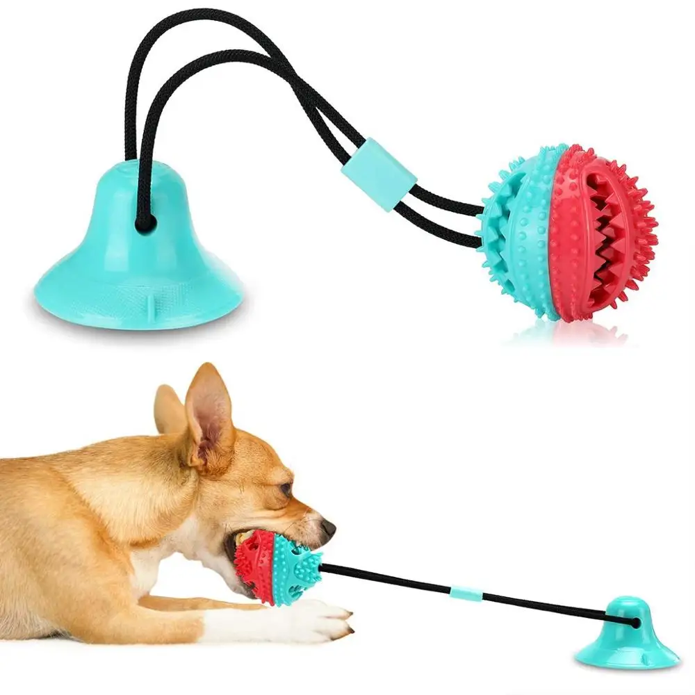 Pet Dog Toys Silicon Suction Cup Tug dog toy Dogs Push Ball Toy Pet Tooth Cleaning Dog Toothbrush for Puppy large Dog Biting Toy