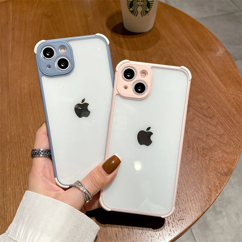 

Silicone Transparent Case For iPhone 13 12 11 Pro Max 8 7 Plus SE 2020 Xs X Xr Four corners anti drop Shockproof Phone Capa