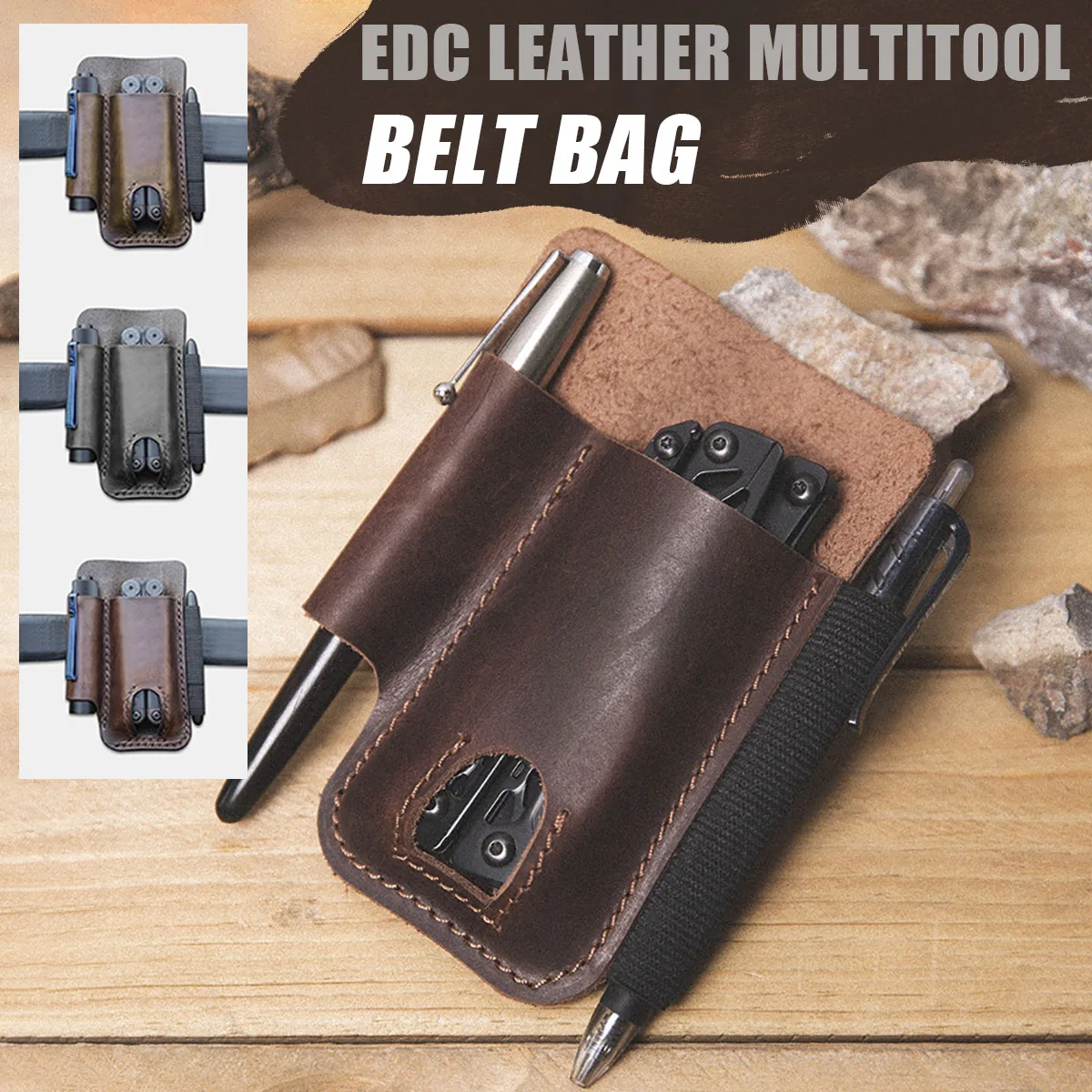 Сумка для инструментов из натуральной кожи мужчин повседневный ремень чехол