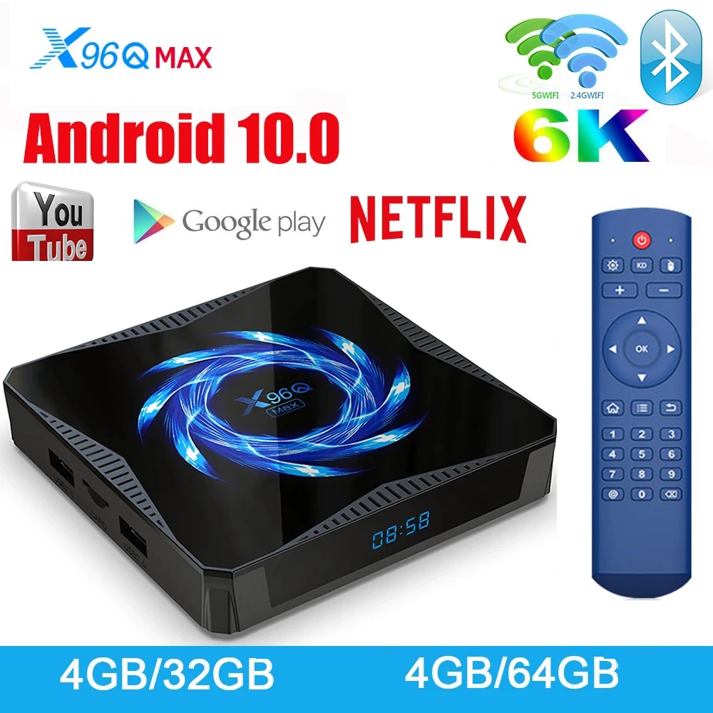 X96Q Max Android 10 0 Смарт Netflix tv box 4G 32 ГБ с поддержкой 4K HDR STB Allwinner H616 4 64 x96Q 1 год Премиум
