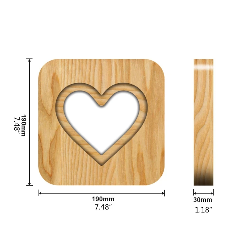 

H7JB Warm White Bright LED USB Powered Night Light Lovely Wooden Lamp for Girlfriend Room Decor Birthday Valentine's Day Gift