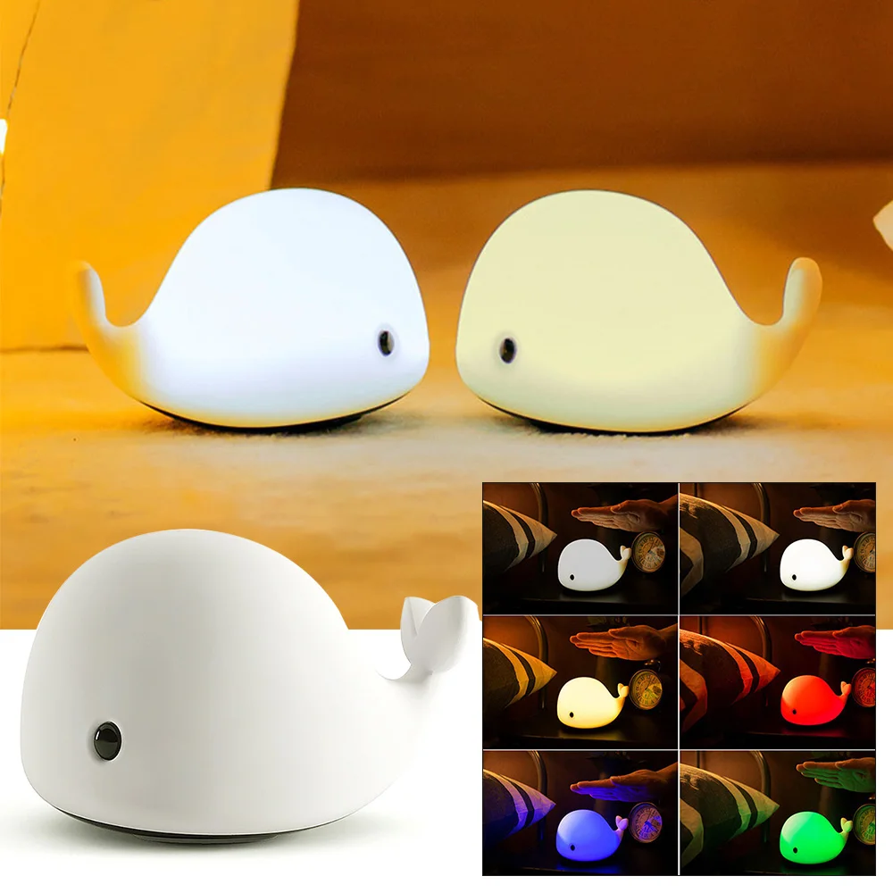 

USB Rechargeable Children'S Night Light Animal Night Light Silicone Soft Cartoon Ribbot Dog Panda Whale Dolphin Gift For Kids
