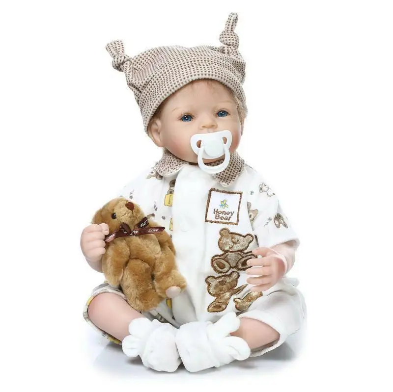 

Реалистичные виниловые куклы Новорожденные, 21 дюйм, силиконовые для маленьких мальчиков и девочек, подарок с медведем, Игрушки для маленьки...